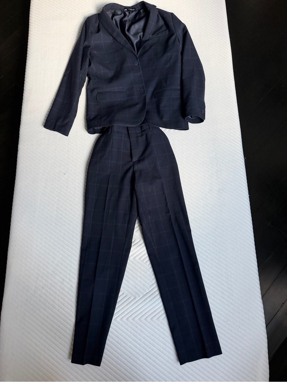 Zara Boys Navy Windowpane Two-Piece Suit Size 13–14 / 164